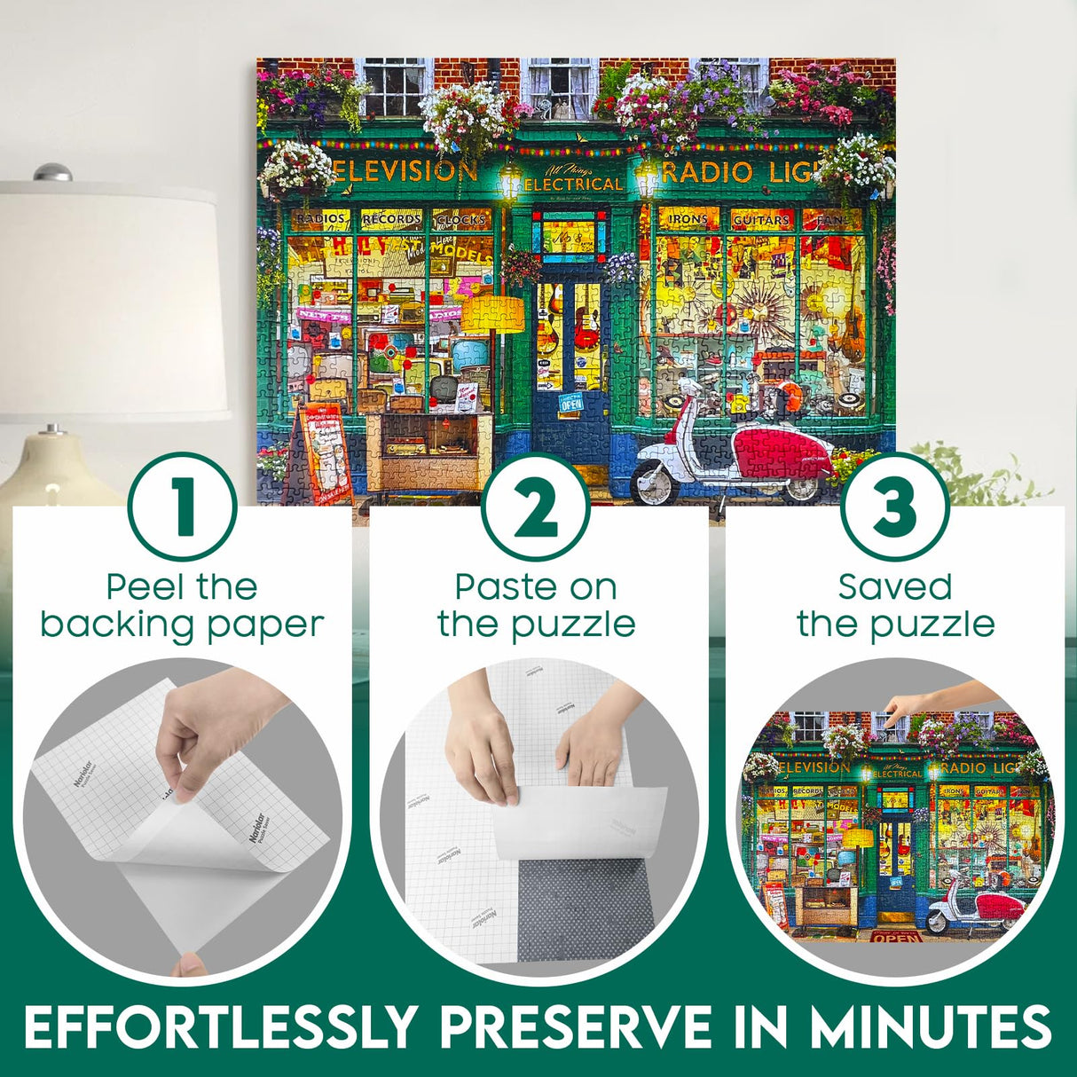 Nariolar Ultra Adhesion Puzzle Glue Sheets; 16 Jigsaw Puzzle Saver Sheets; 2 x 1000 Pieces Saver Nariolar