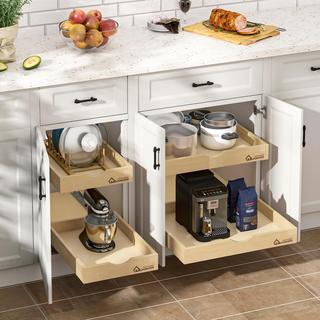 WelFurGeer Soft Close Pull Out Drawers for Cabinets, 32" W x 22" D Pull Out Cabinet Drawer with Heavy Duty Slides, Pull Out Cabinet Organizer, Cabinet Pull Out Shelves, Pull-Out Home Organizers WelFurGeer