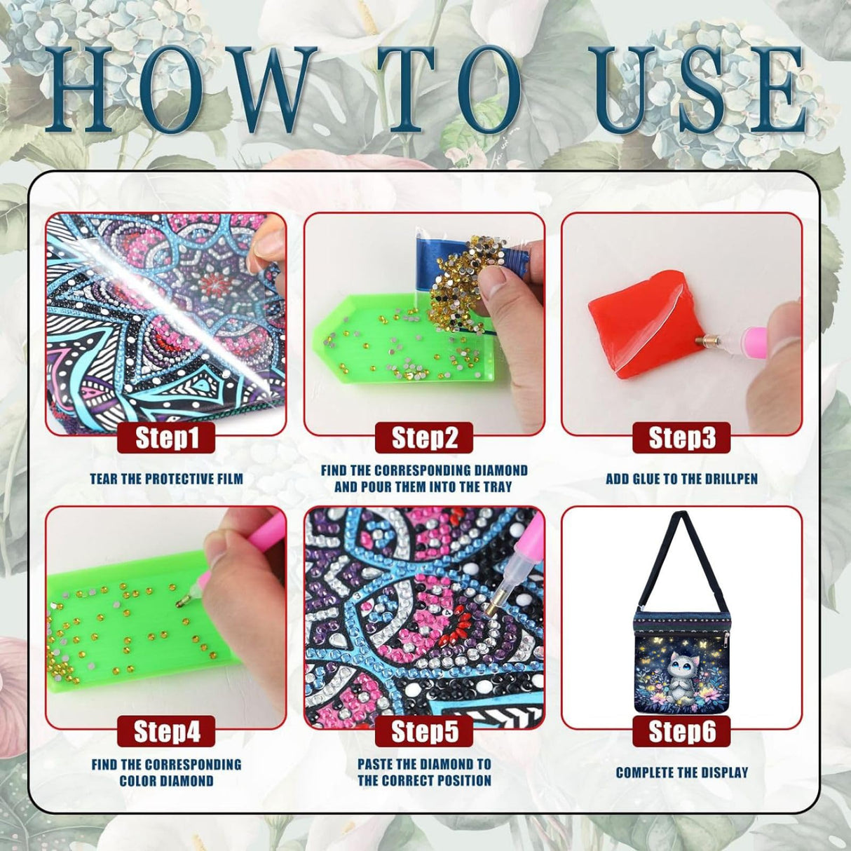 ARTopet DIY Diamond Art Painting Canvas Crossbody Bag Black Ethnic Minority Shoulder Purses Beach Bag Special Shaped Crystal by Numbers Mosaic Kits for Women-Cat ARTopet