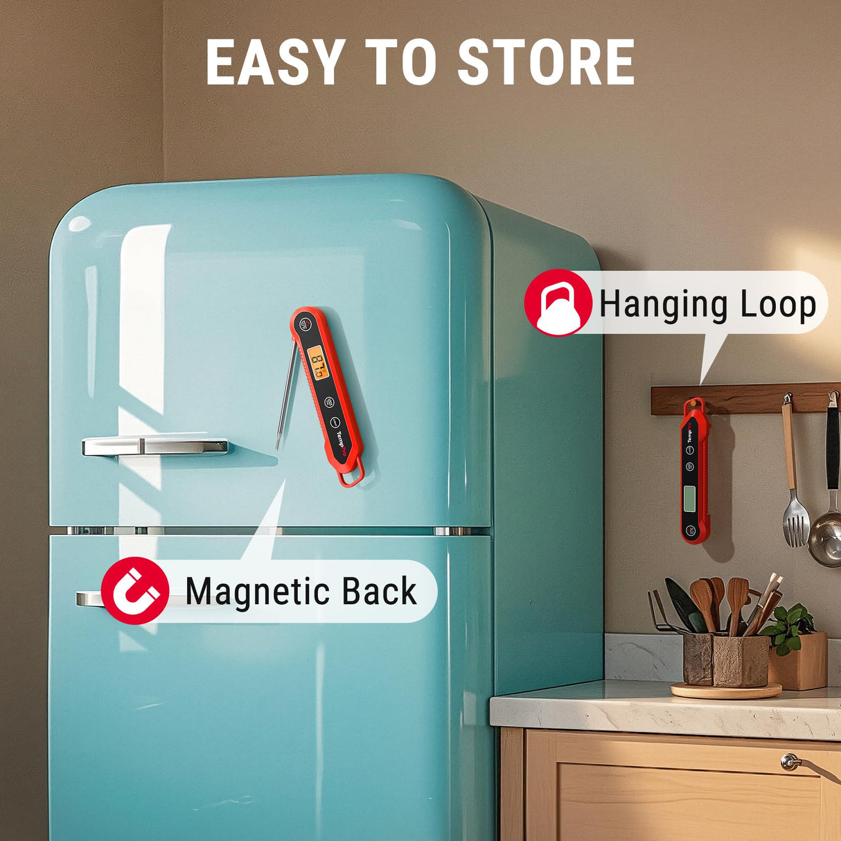 TempPro 3-Sec Instant Read Meat Thermometer Digital, ±0.9°F Accuracy, Waterproof & Backlight Food Thermometer for Cooking, Oil Fry Candy Meat Probe for Kitchen, BBQ, Oven, Grill, Smoker with Magnet TempPro