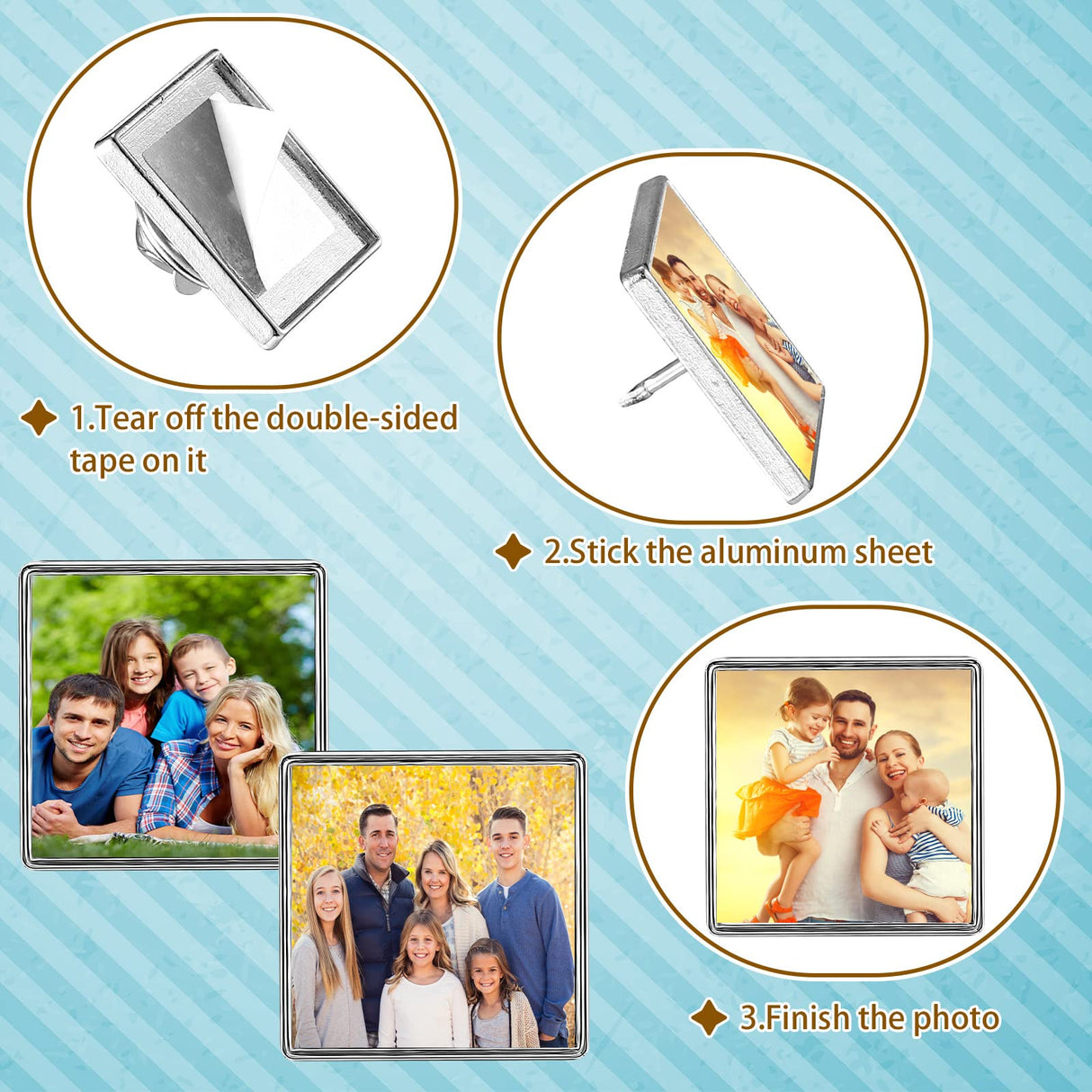 Jexine 50 Pcs Sublimation Blank Pins DIY Button Badge Kit Sublimation Silver Blank Aluminum Sheet with Butterfly Pin Backs for DIY Craft Lapel Jewelry Making Supplies (Square) Jexine