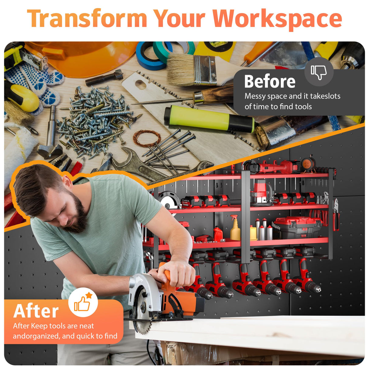 Power Tool Organizer Wall Mount, 4 Layer Drill Holder Wall Mount, Heavy Duty Tool Rack, Garage Tool Organizers and Utility Storage Rack for Drill Holder Charging Station, Perfect for Father's Day Gift Nacial