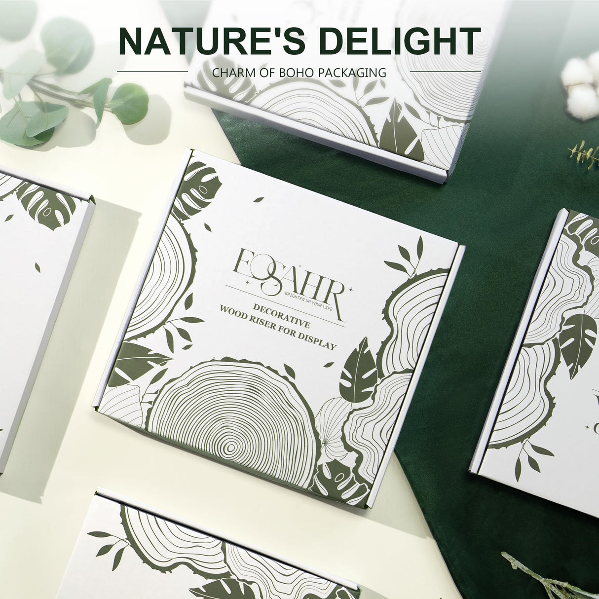 EOSAHR Farmhouse Wood Riser for Display : Decorative Pedestal Stand for Kitchen Counter and Home Decor - Elegant Round Waterproof Display Tray for Bathroom Soap, Sink, Vase (Natural Wood) EOSAHR