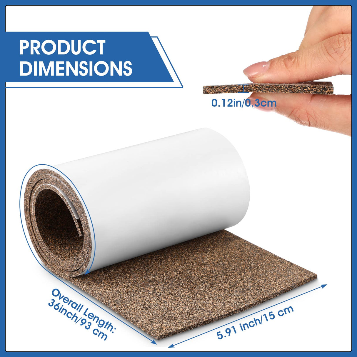 Cork Rubber Vise Jaw Lining 36 Inch Long 5.91 Inch Wide 1/8 Inch Thick Soft Vise Jaw Pads Rubber Cork Sheet Covers for Woodworking Vise Lining Clamp Faces (with Pressure Sensitive Adhesive) Sumind