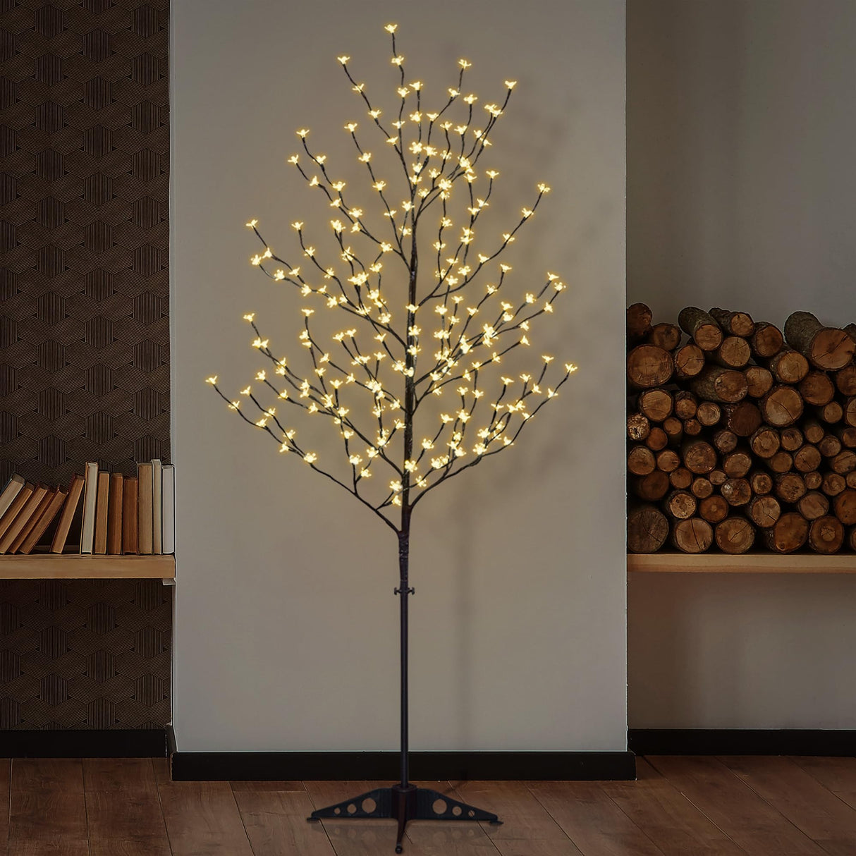 LIGHTSHARE 6.5 feet 208L LED Lighted Cherry Blossom Tree, Warm White, Decorate Home Garden, Spring, Summer, Wedding, Birthday, Christmas Holiday, Party, for Indoor and Outdoor Use LIGHTSHARE