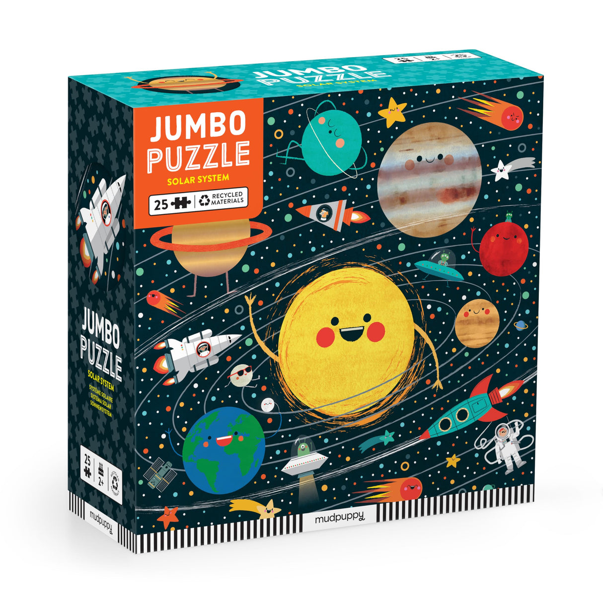 Mudpuppy Solar System - Jumbo 25 Piece Jigsaw Floor Puzzle Featuring Planets, Rocketships, and More! Mudpuppy