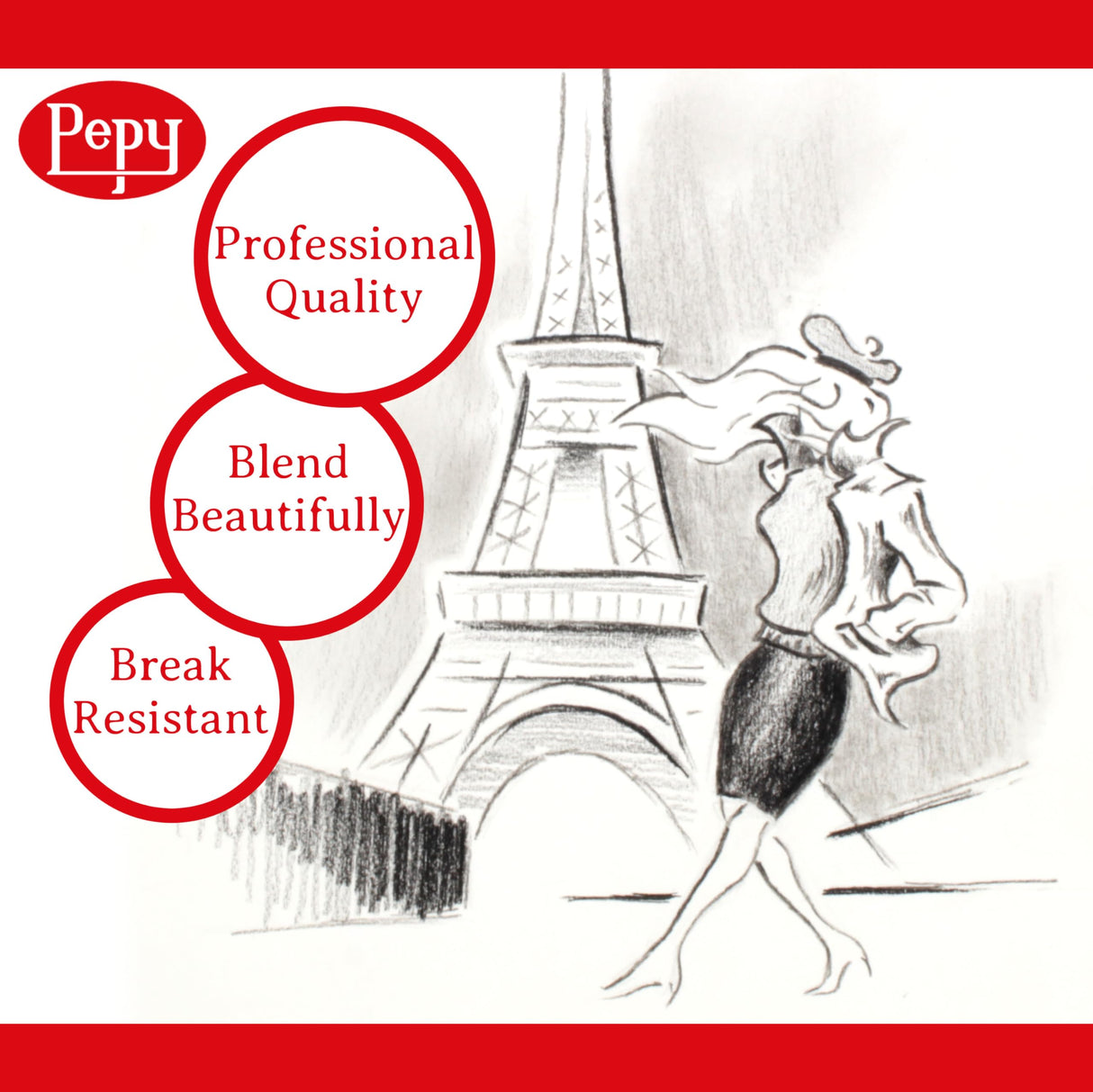 Pepy Professional Soft Charcoal Pencil Set – Set of 6 Pre-Sharpened Black Charcoal Pencils; Perfect for Drawing, Sketching, Blending and Shading Pepy