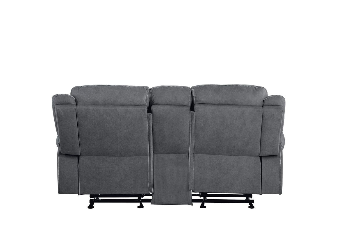 Acme Zubaida Reclining Loveseat with USB Dock and Console in 2-Tone Gray Velvet Acme