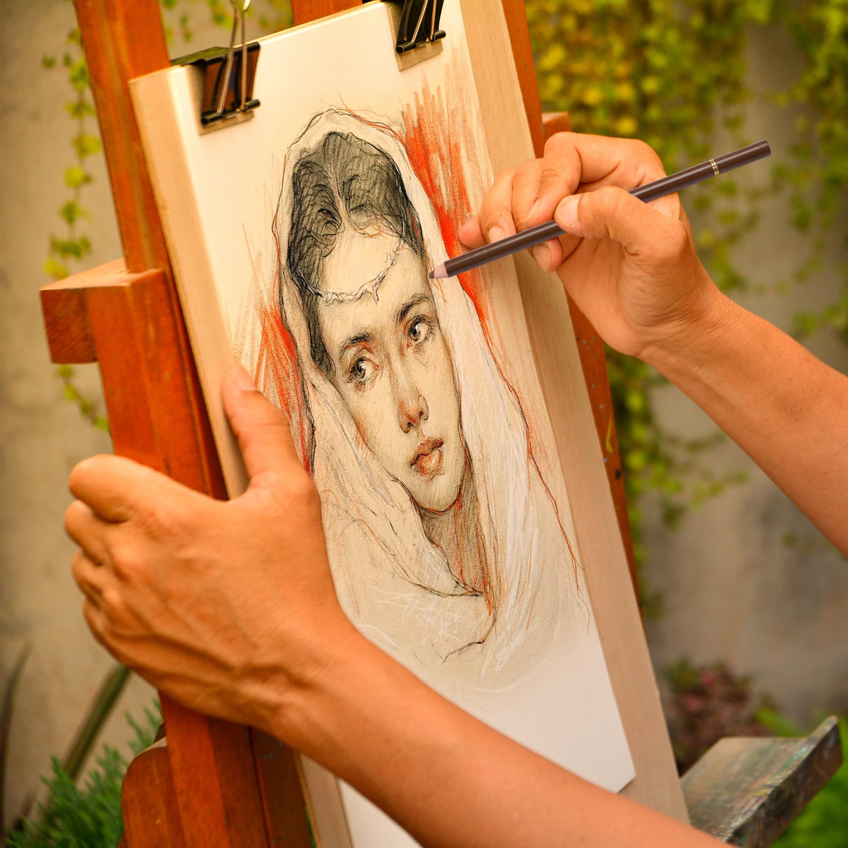 KALOUR Pro Colored Charcoal Drawing Set,12 Pieces Pastel Chalk Pencils for Sketching, Shading, Blending, Portrait, Black White Charcoal for Beginners & Artists KALOUR