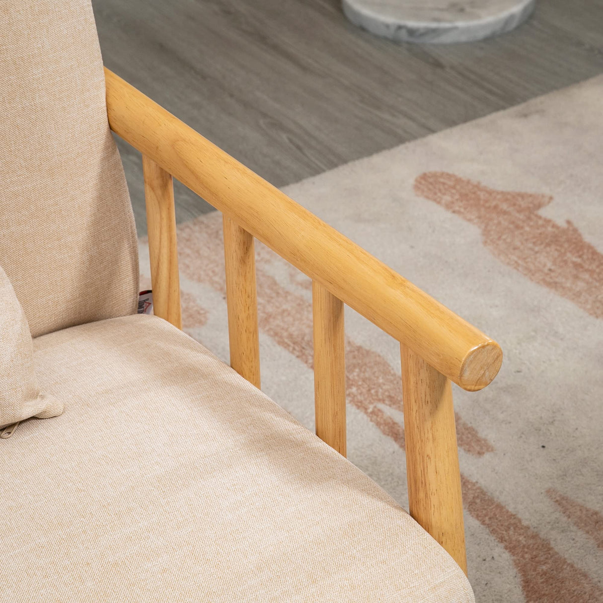 HOMCOM 48" 2-Seater Couch for Small Spaces, Modern Loveseat Sofa for Bedroom, Living Room Furniture, Upholstered Small Couch with Throw Pillow and Wood Legs, Beige HOMCOM