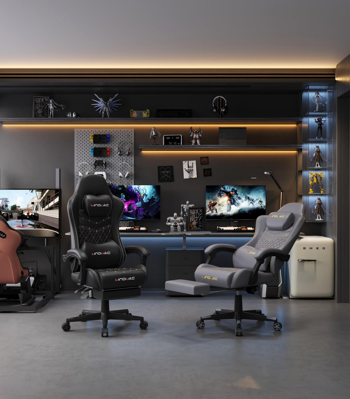 Gaming Chair, Computer Office Chair with Footrest, 155° Reclining Chair, Ergonomic High Back Computer Chair with Headrest and Lumbar Support for Adults and Kids(All Black) Gamtimer