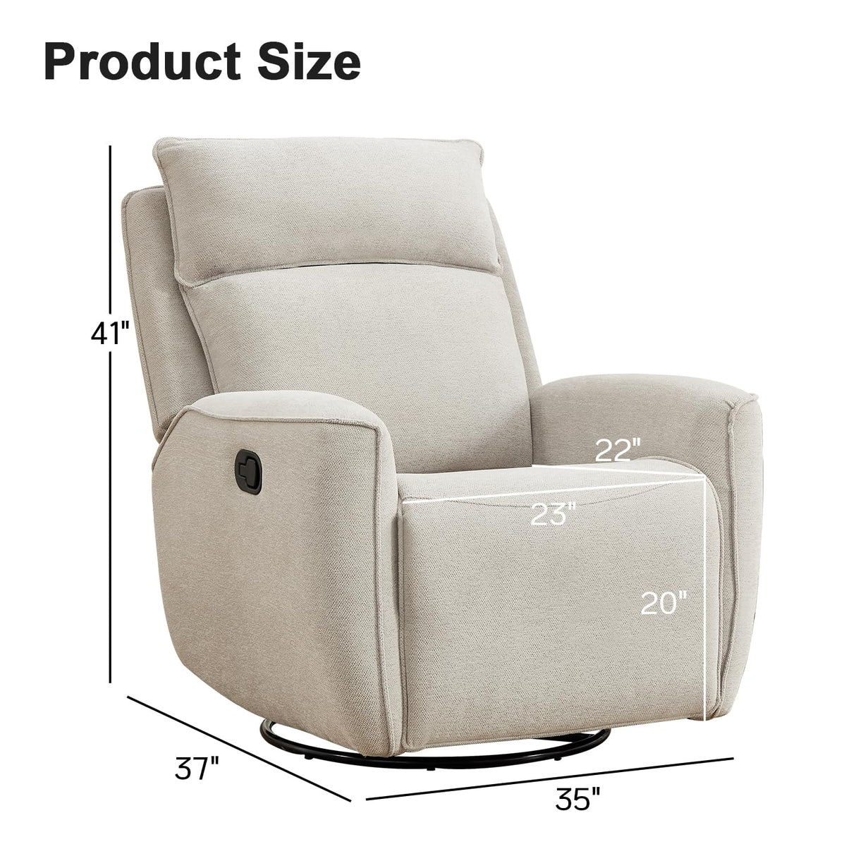 INZOY Manual Recliner Sofa Furniture Set for Living Room, Included Chenille Nursing Chairs Swivel Glider Recliners, Wall-Hugger 2 Seat Reclining Loveseat, Double Reclining Sofa Couch, Beige, 1+2 INZOY