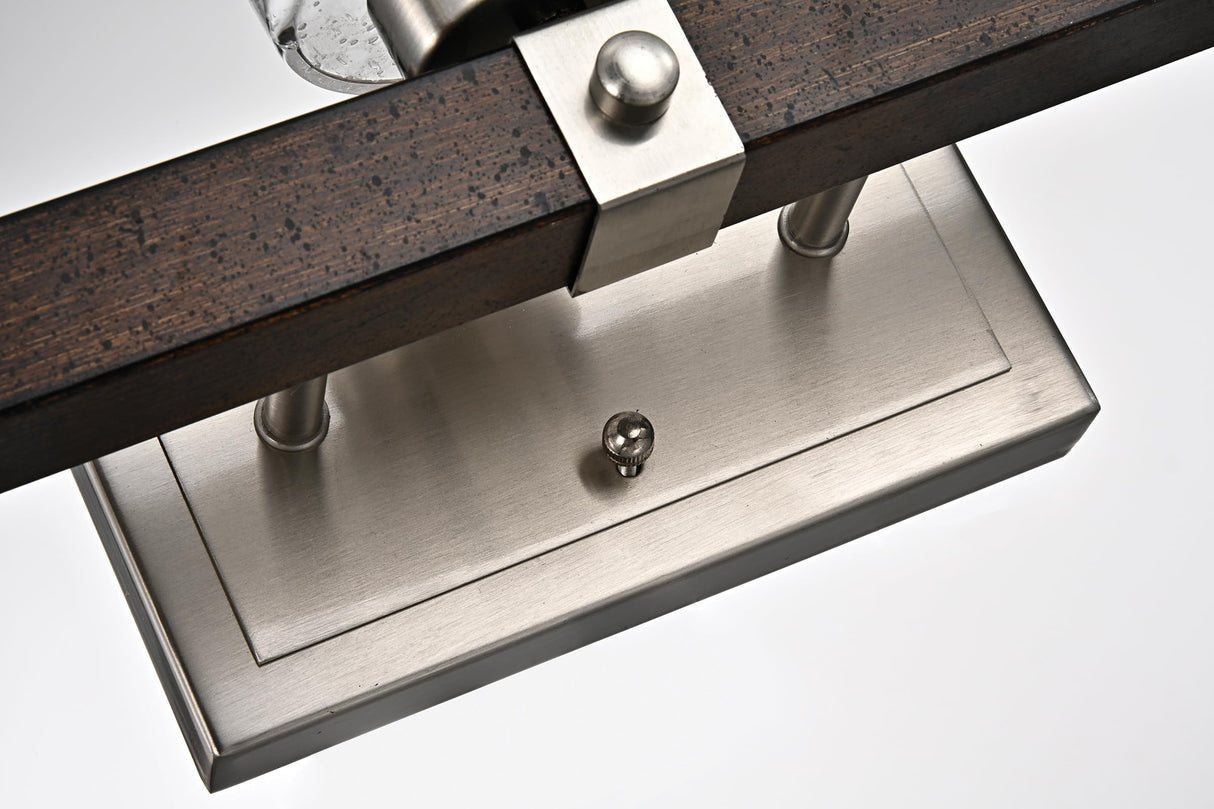 3-Light Brushed Nickel and Wood Vanity Light with Seedy Glass, Farmhouse Wall Sconces Bathroom Light Fixture for Living Room Bathroom Edvivi