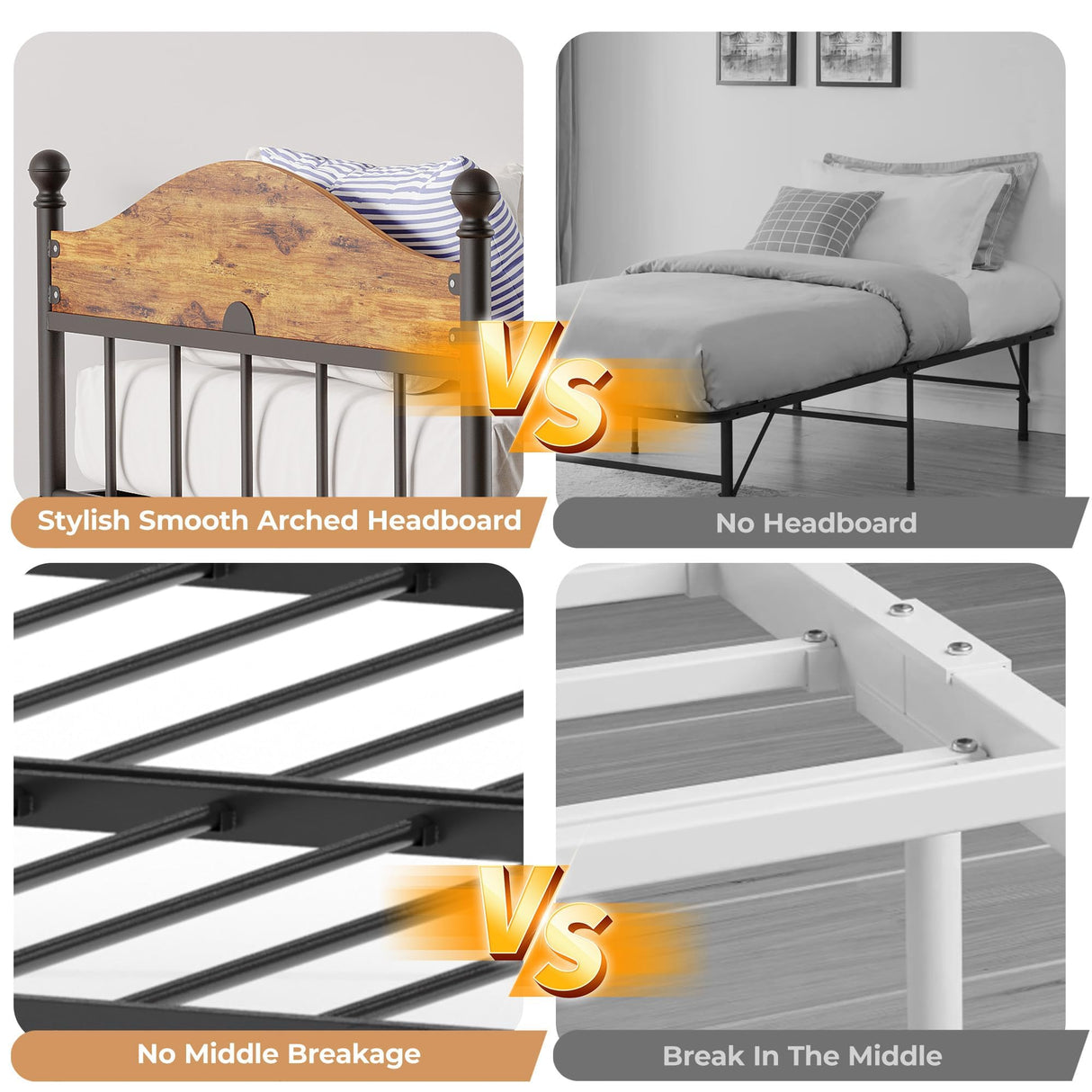 Daybed with Trundle, Sturdy Metal Twin Size Day Bed with Stylish Headboard, Height Adjustable Trundle Bed Twin, Heavy Duty Steel Slats Platform for Living Room, Bedroom and Guest Room, Brown GarveeHome