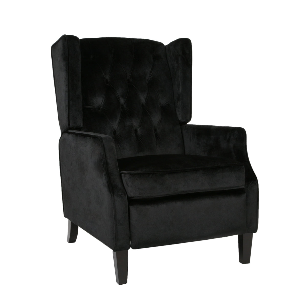 Christopher Knight Home Diana Wingback Recliner, Black + Dark Brown GDFStudio
