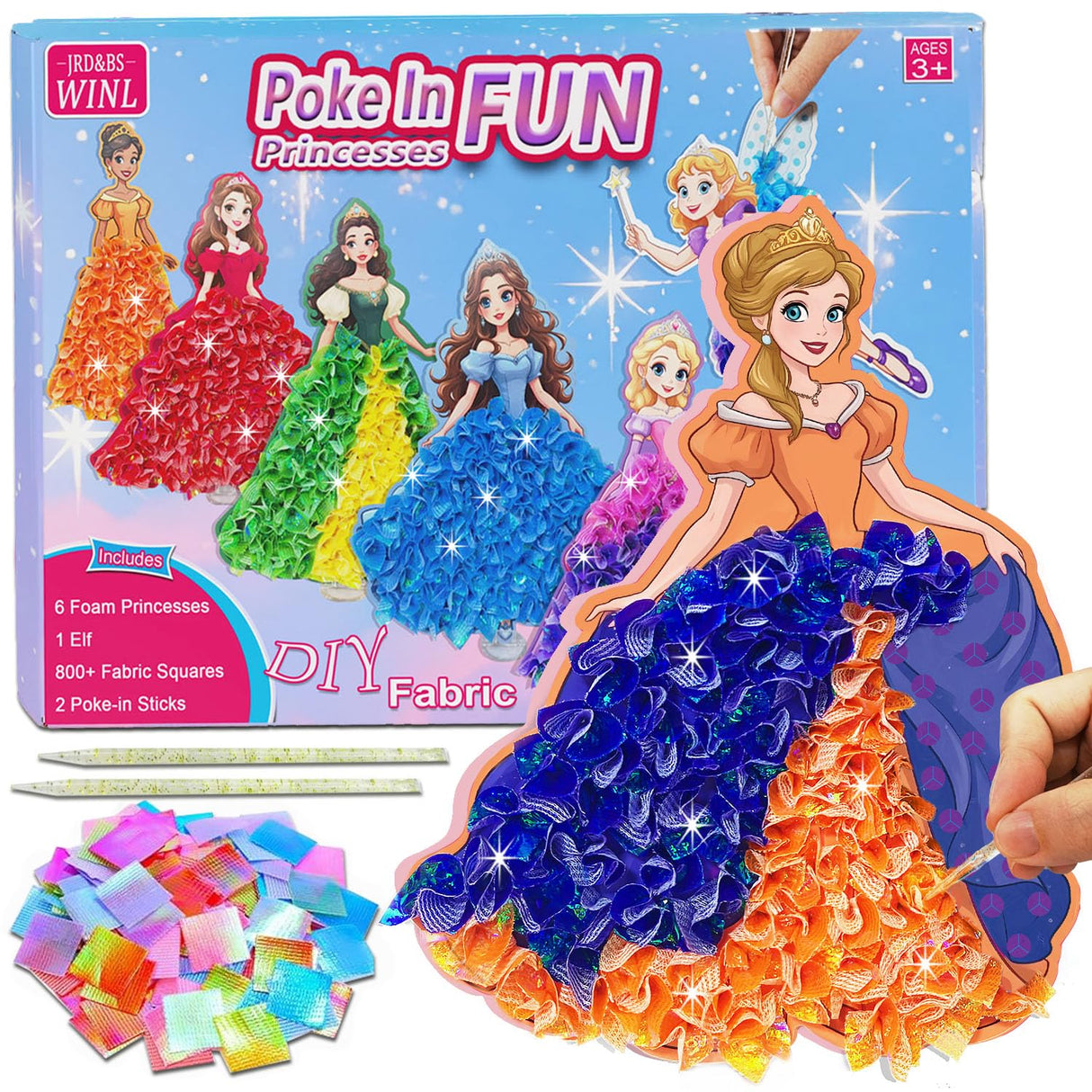JRD&BS WINL Poke in Fun Art Kit for Kids Toys Age 3-12 Year Old 3D Creative Princesses for Girls Birthday Gifts for 3 4 5 6 7 8 9…… Year Old Boy DIY Craft Art Kit for Teens Beginner Kids JRD&BS WINL