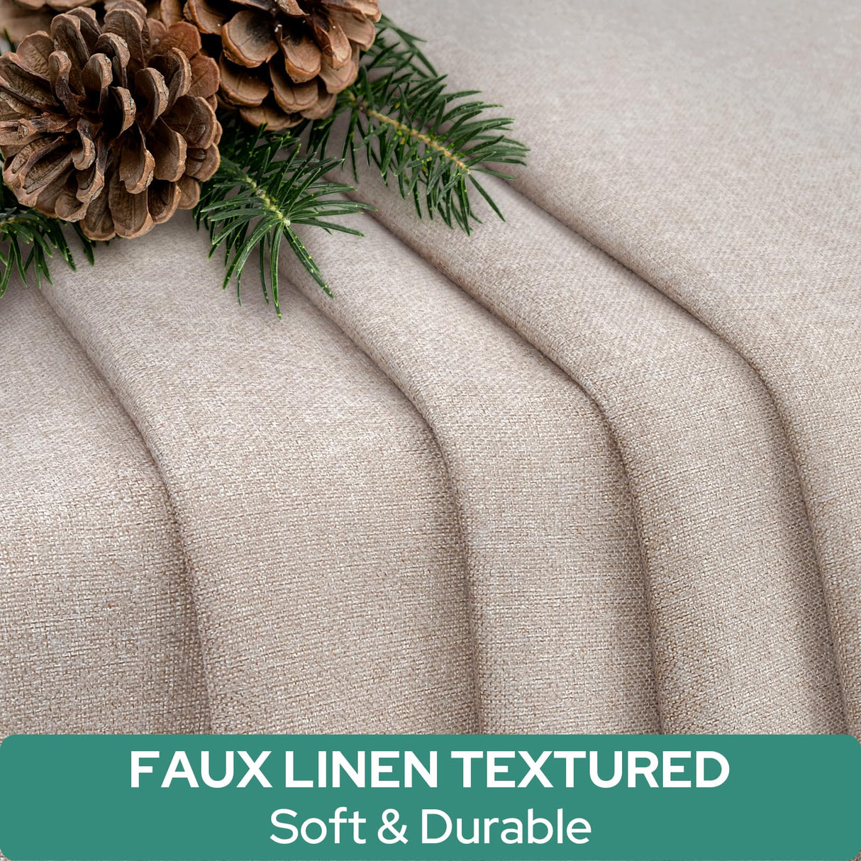 HOMEIDEAS 100% Linen Blackout French Door Curtains, Privacy Door Window Curtains, 26 X 68 Inch Room Darkening Blinds, Thermal Insulated Shades for Bedroom, 1 Panel, Natural HOMEIDEAS