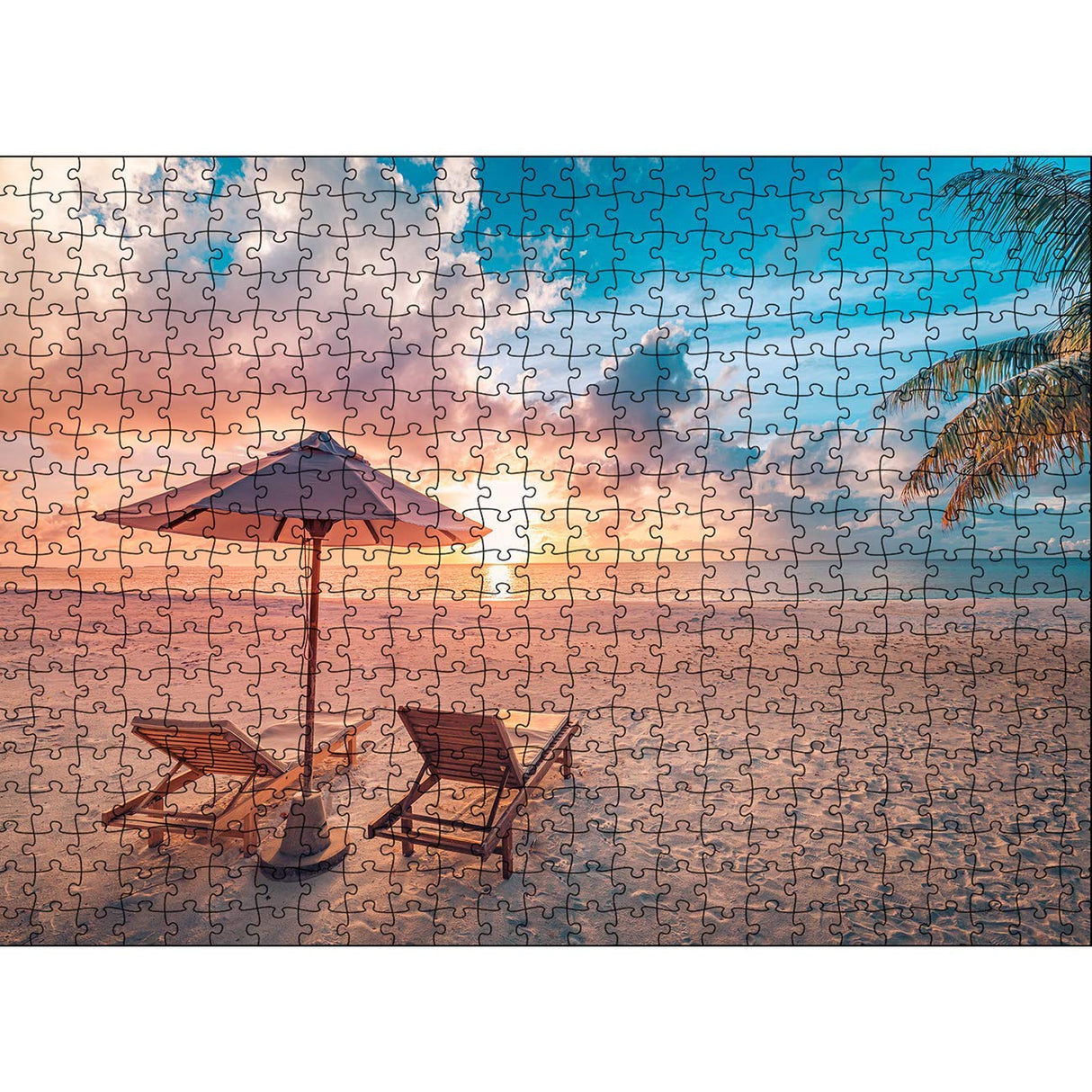 Rocorose 1000 Piece Jigsaw Puzzle, Inspirational Beach Puzzles for Adults and Families, Tropical Ocean Sunrise Sunset Scene Nature Puzzle, HD Quality Challenging Landscape Photo Puzzle Games Rocorose