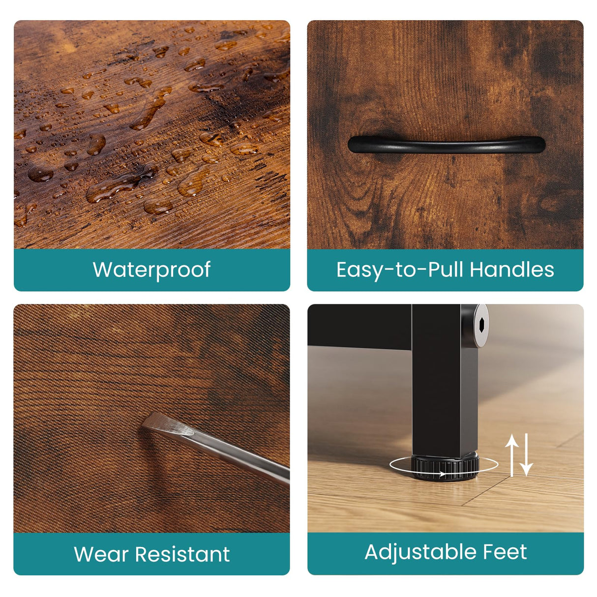 OLIXIS Organizer Storage 5, Chest of Drawers with Fabric Bins, Long Dresser with Wood Top for Bedroom, Closet, Entryway, 11.87" D x 38" W x 20.87" H, Rustic Brown OLIXIS