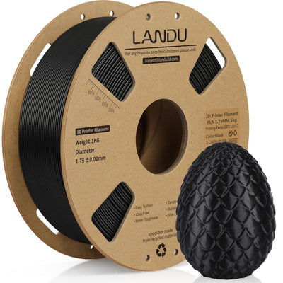 LANDU PLA Filament 1.75mm Black 1KG, 3D Printer Filament 1kg Cardboard Spool(2.2lbs), Dimensional Accuracy +/- 0.02mm, Neatly Wound 3D Printing Filament Fits for Most FDM 3D Printers, Black PLA