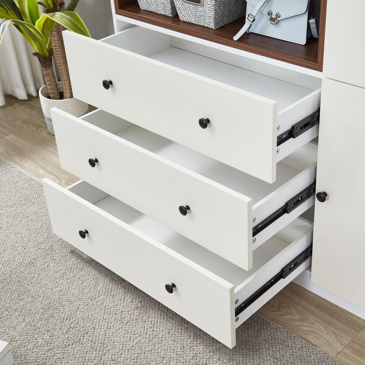 Generic Tall Wardrobe Armoire White 3 Door & 3 Drawers Bedroom Storage Cabinet Closet, Large, E126258846664 Generic