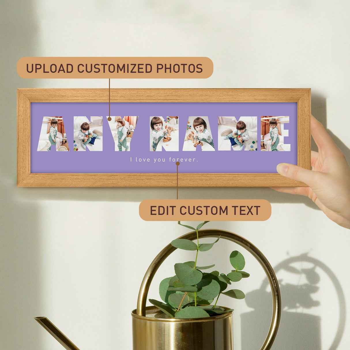 CUSTOM STEWARD Personalized Wooden Photo Frame, Personalized Custom Letter Collage Photo Frame with Name, Best Gift for Dad, Mom and Family,Desk or Wall Photo Collage Frame CUSTOM STEWARD