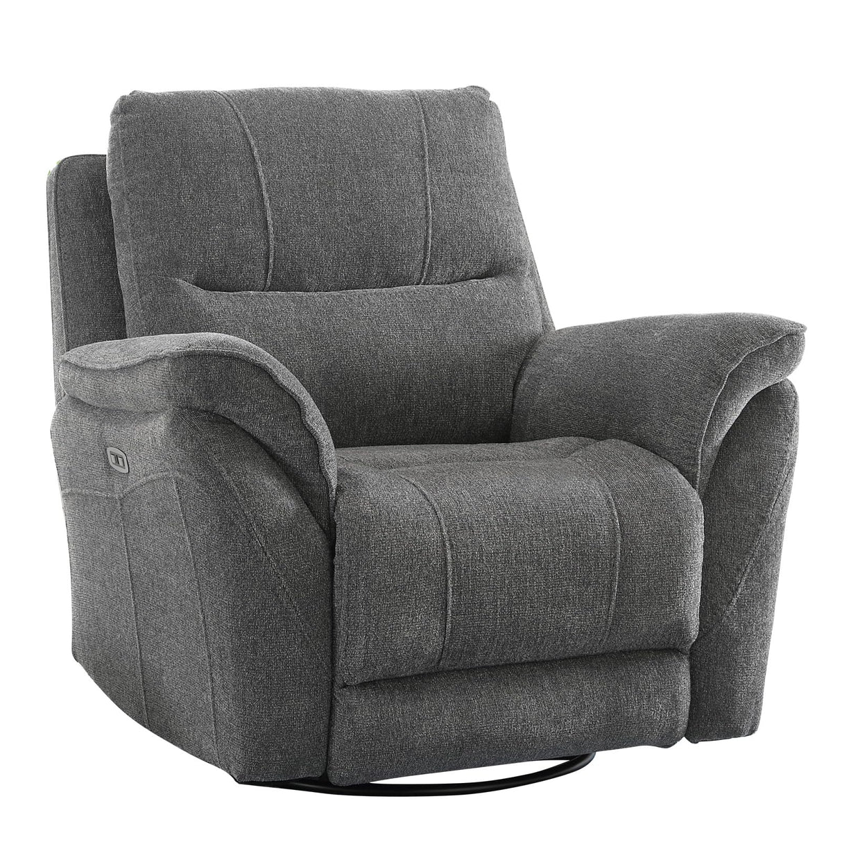INZOY Glider Recliner Nursery Chair, Power Recliner Swivel Gider, Fabric Electric Swivel Recliner Rocker with Overstuffed Backrest, Power Recliner Chair Reclining Sofa for Living Room, Grey INZOY