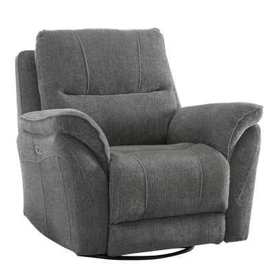 INZOY Glider Recliner Nursery Chair, Power Recliner Swivel Gider, Fabric Electric Swivel Recliner Rocker with Overstuffed Backrest, Power Recliner Chair Reclining Sofa for Living Room, Grey