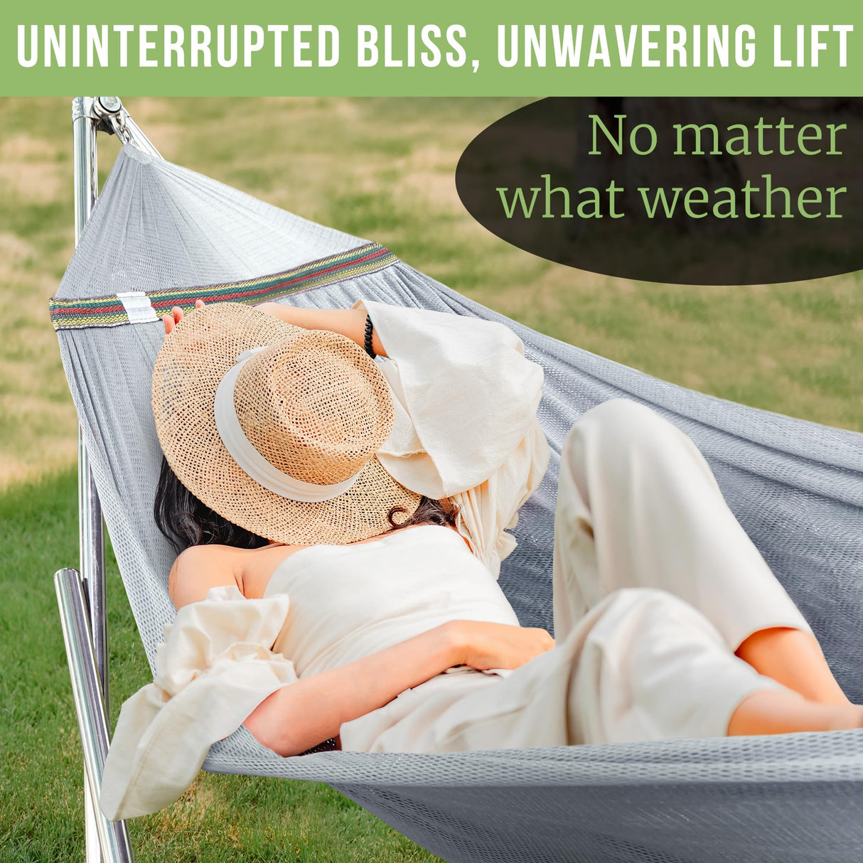 Tranquillo Double Hammock with Stand 650lb Capacity Double Hammock with Spreader Bar, Solid Grade 201 Stainless Steel 30s Set Up, Sturdy Flexible Hammock Stand Portable, Outdoor Indoor, Grey Tranquillo