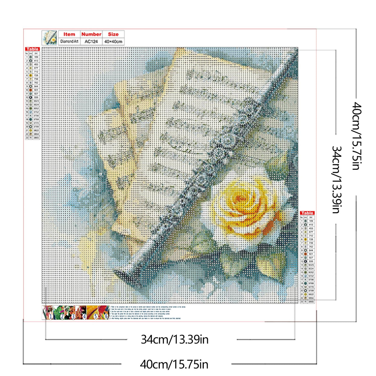 Flute Sheet Music 5D DIY Diamond Art Painting Kits Round Full Drill Diamond Art Paintings Handmade Art Craft for Home Wall Decor 15.75X15.75 in Generic