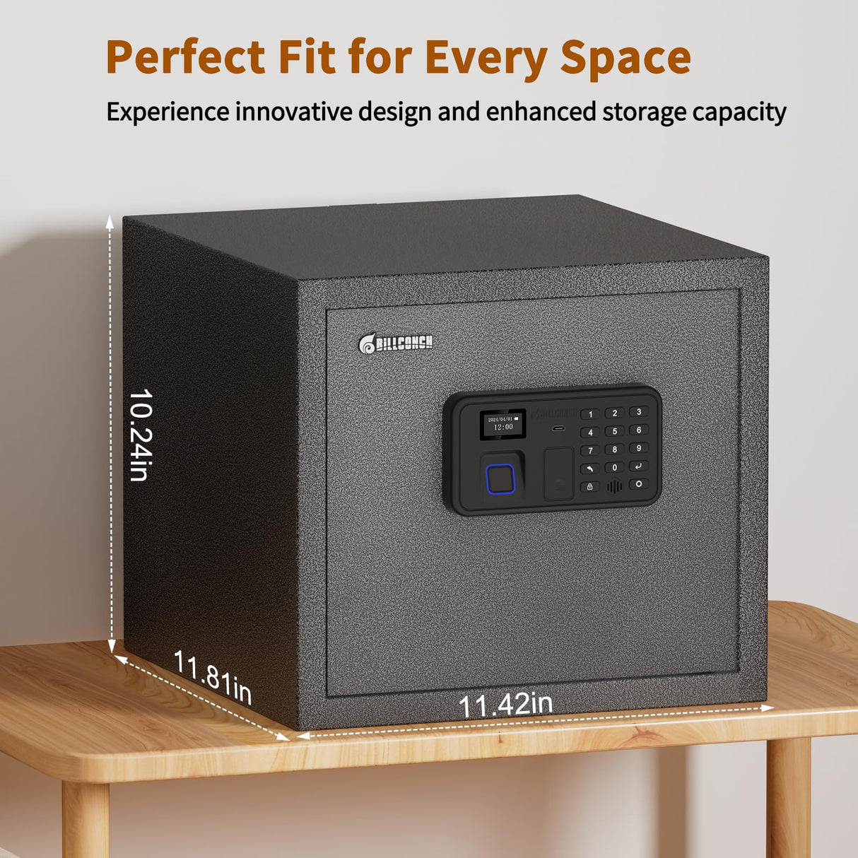 Billconch Smart Gun Safe for Multiple Pistols - Automatic Lock Safe Box with LCD Display/Voice Guide, Quick Access Unlock with Fingerprint/Keypad/Key/App, Biometric Handgun Safe for Money Valuables BILLCONCH