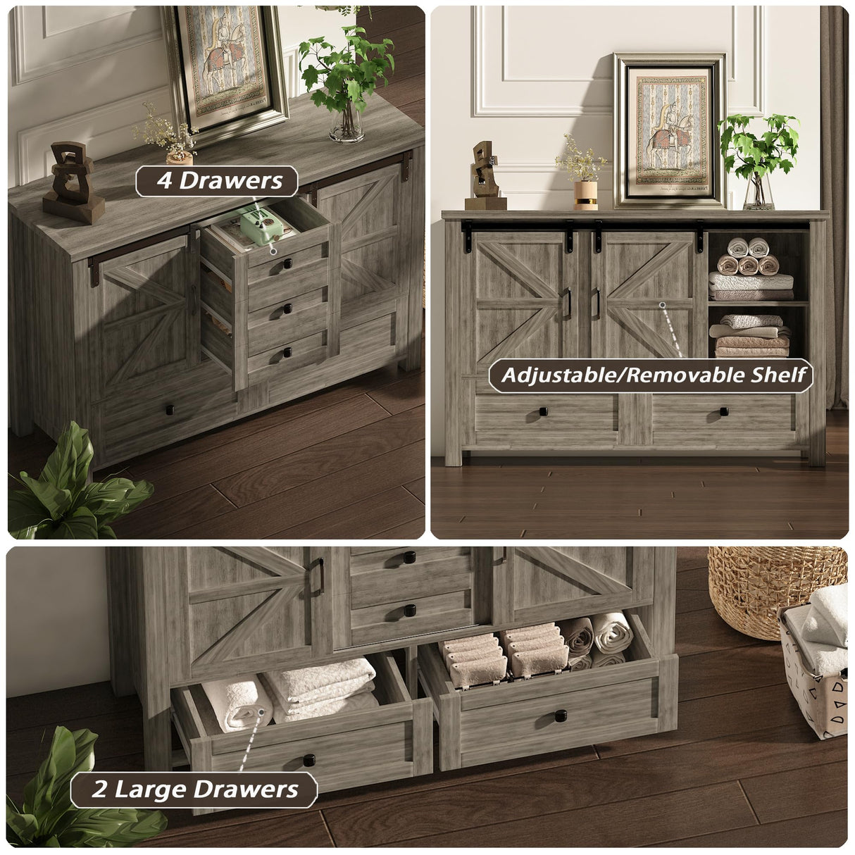 wanan 48" 5 Drawer Dresser (Light Rustic Oak, 48'' 5 Drawers Dresser) wanan