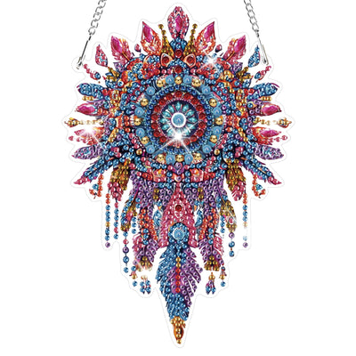 HEIBAGO Dreamcatcher Hanging Diamond Art Kits for Adults, Special Shaped Crystal Diamond Painting Ornament Kit, DIY Double-Sided Pattern Window Pendant Gem Art Kit for Home Wall Decor 8.3x8.3inch