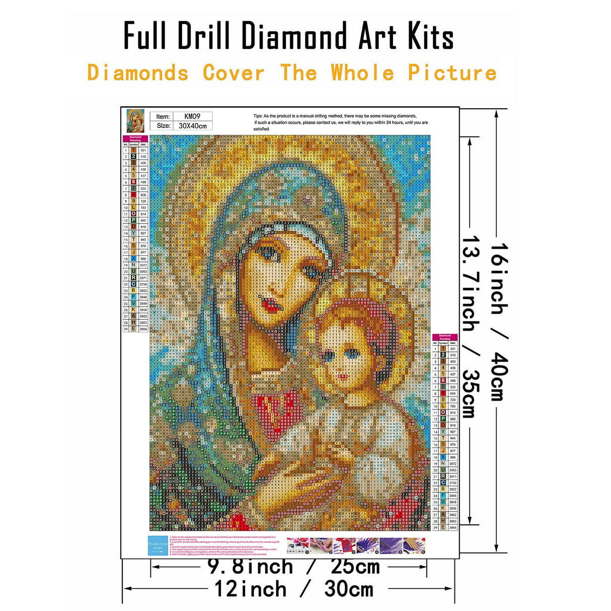 CHWGLFGG 5D Diamond Art Kits for Adults Beginners, 3 Pack Virgin Mary Diamond Painting Kits, DIY Full Round Drill Paint by Diamonds Dot Gem Art for Adults, Home Wall Decor 12x 16 Inch CHWGLFGG