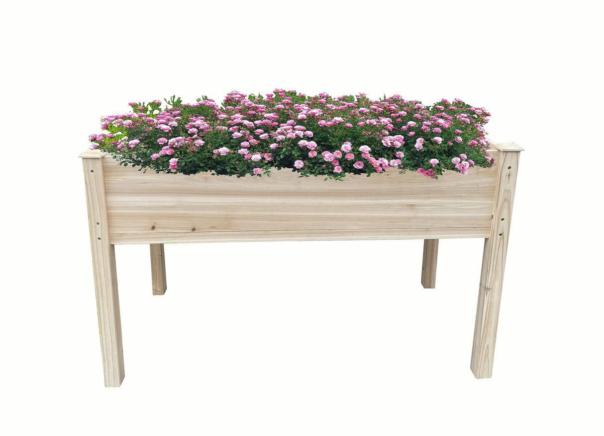 BTExpert 4ft Wooden Raised Garden Bed with Legs, 48x24x30in Elevated Planter Box Stand for Vegetable Flower Backyard, Patio, Balcony Large Wood Raised Beds Liner Outdoor - 30 in Height BTEXPERT