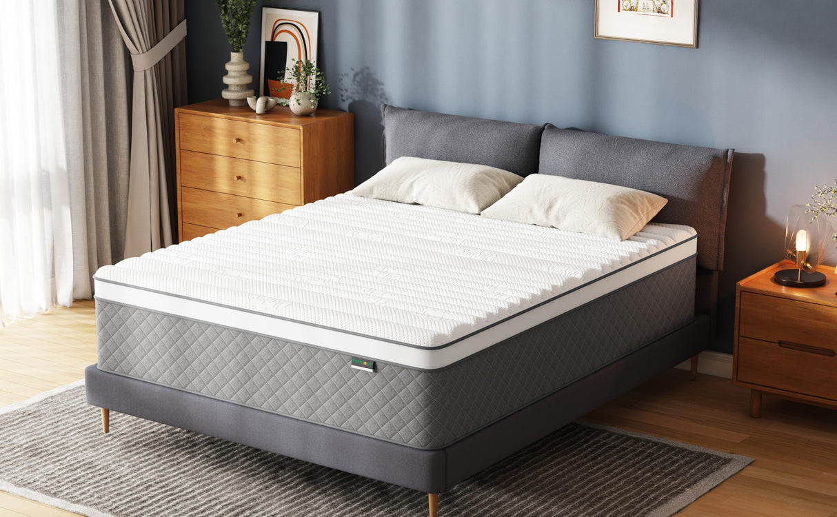 PurrJoys 14 Inch Full Mattress, Cooling-Gel Memory Foam and Pocket Spring Hybrid Mattress, Full Bed Mattress in a Box, CertiPUR-US Certified, Medium Firm, Full Size Mattress PurrJoys