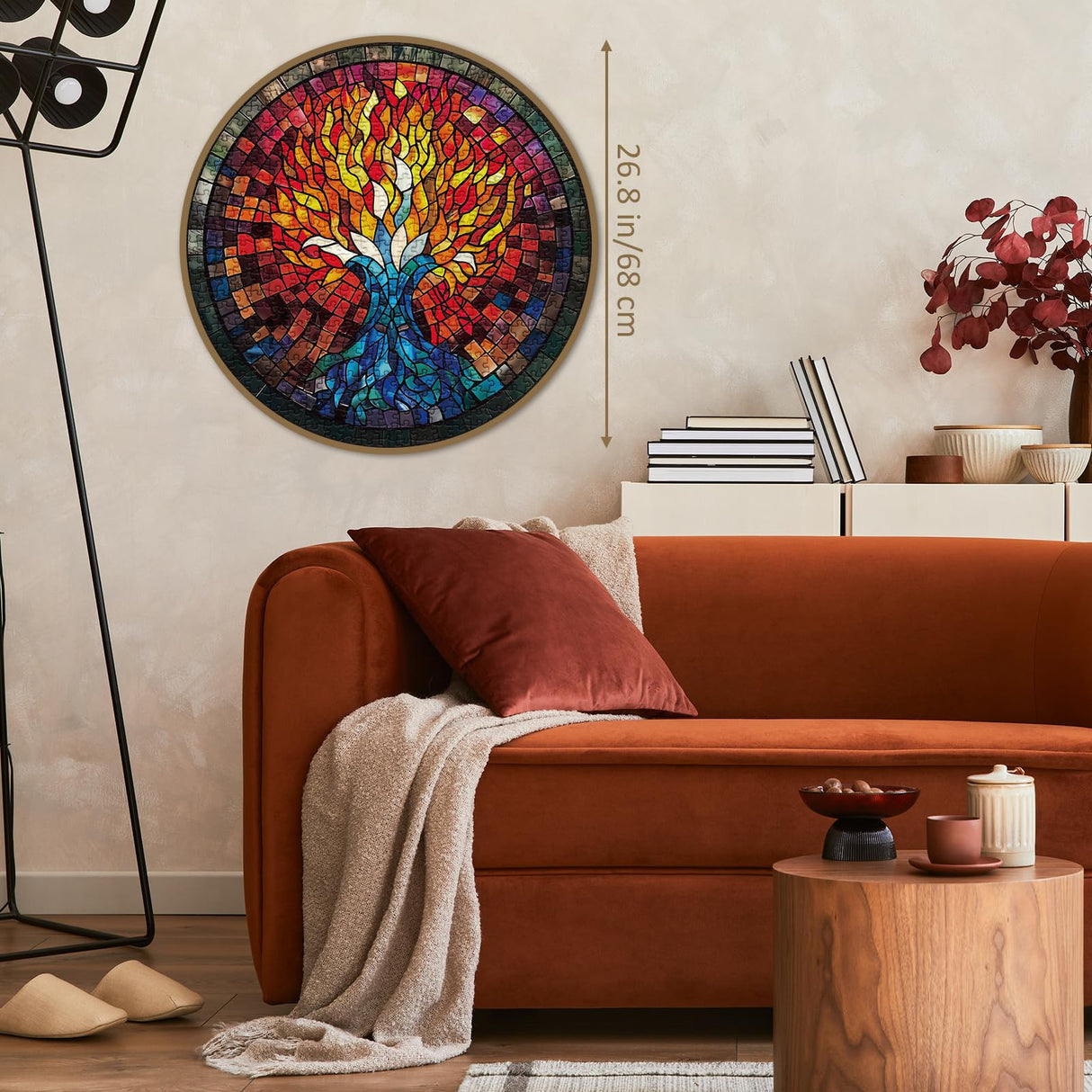 Stained Glass Puzzle Mandala Puzzle for Adults 1000 Piece, Round Colorful Mosaic Jigsaw Puzzles, Religious Faith Art Puzzle BBOLDIN