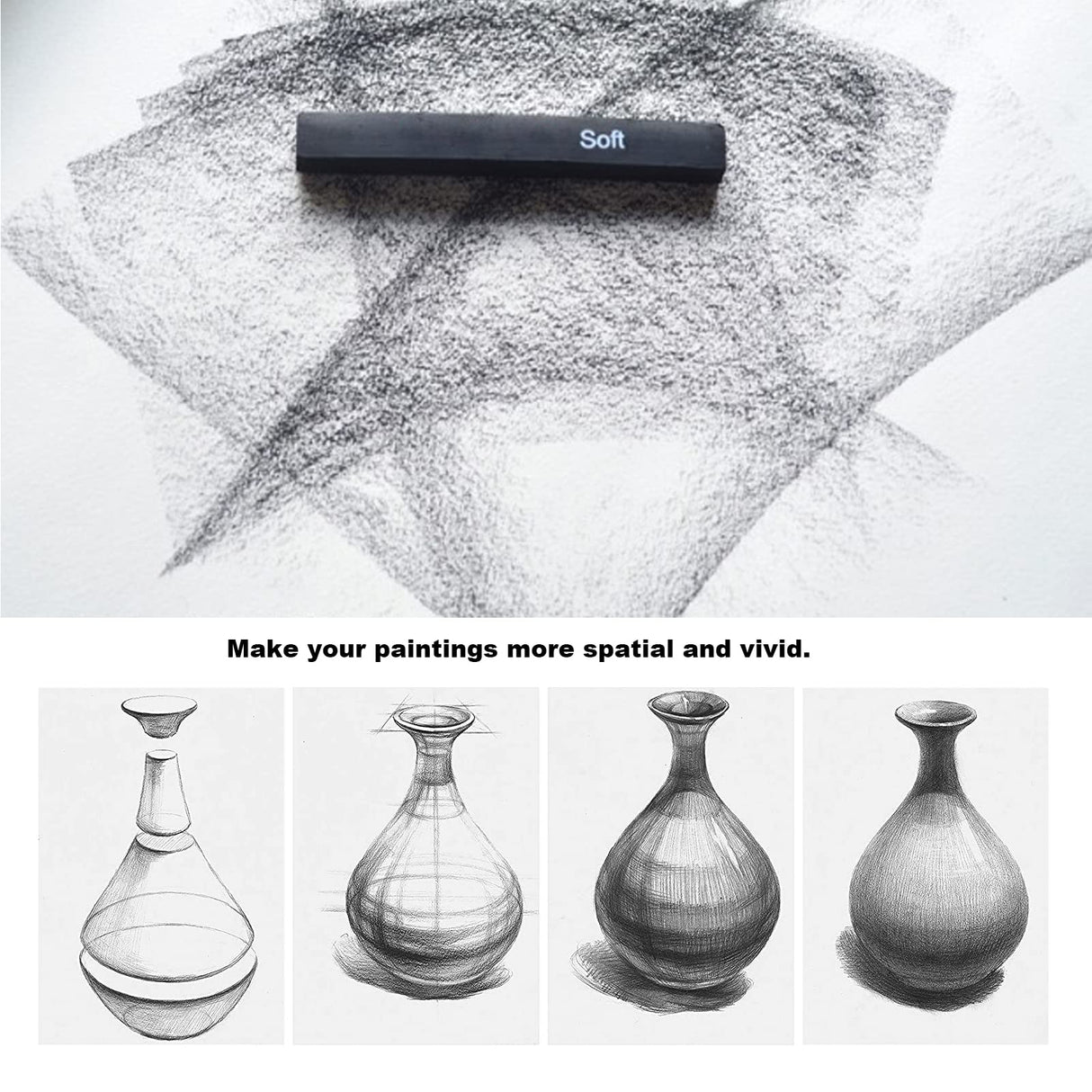 CAMATTO 14 PCS Blending Stumps and Tortillions Paper Art Blenders Tool with Sandpaper Pencil Sharpener Pointer Compressed Charcoal Sticks for Student Artist Charcoal Sketch Drawing Shading CAMATTO