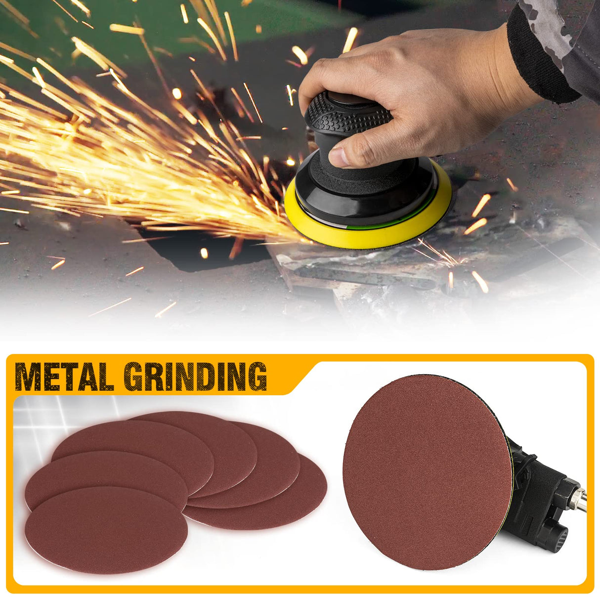 Autolcok 6 Inches Air Random Orbital Sander, Pneumatic Palm Car Sanders For Wood Polisher Metal,And Auto Body Work, Da Sanders, Dual-action Sander Autolock