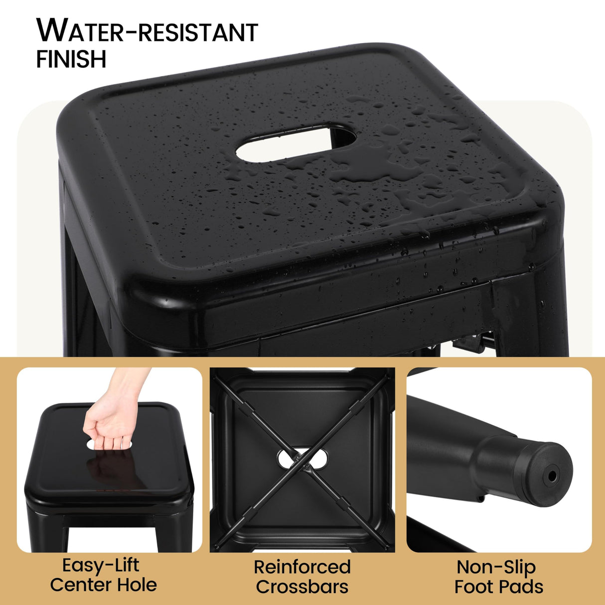 Yaheetech 30 Inch Metal Bar Stools Set of 4, Bar Height Backless Bartools, Industrial Stackable Bar Chairs with Footrest for Kitchen/Dining Room/Bistro/Patio, Black Yaheetech