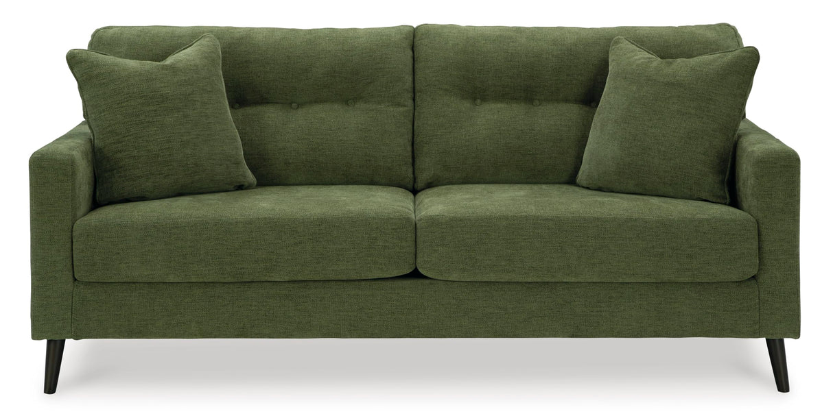 Signature Design by Ashley Bixler Mid-Century Modern Tufted Sofa with 2 Toss Pillows, Green Signature Design by Ashley