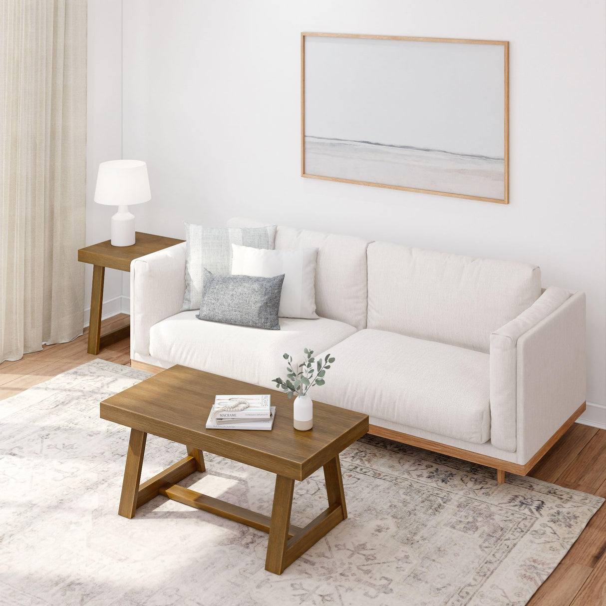 Plank+Beam Classic Rectangular Coffee Table, 40 Inch Farmhouse Coffee Table, Mini Center Tables for Small Spaces, Small Living Space Tea Table, Pecan Wirebrush Plank+Beam