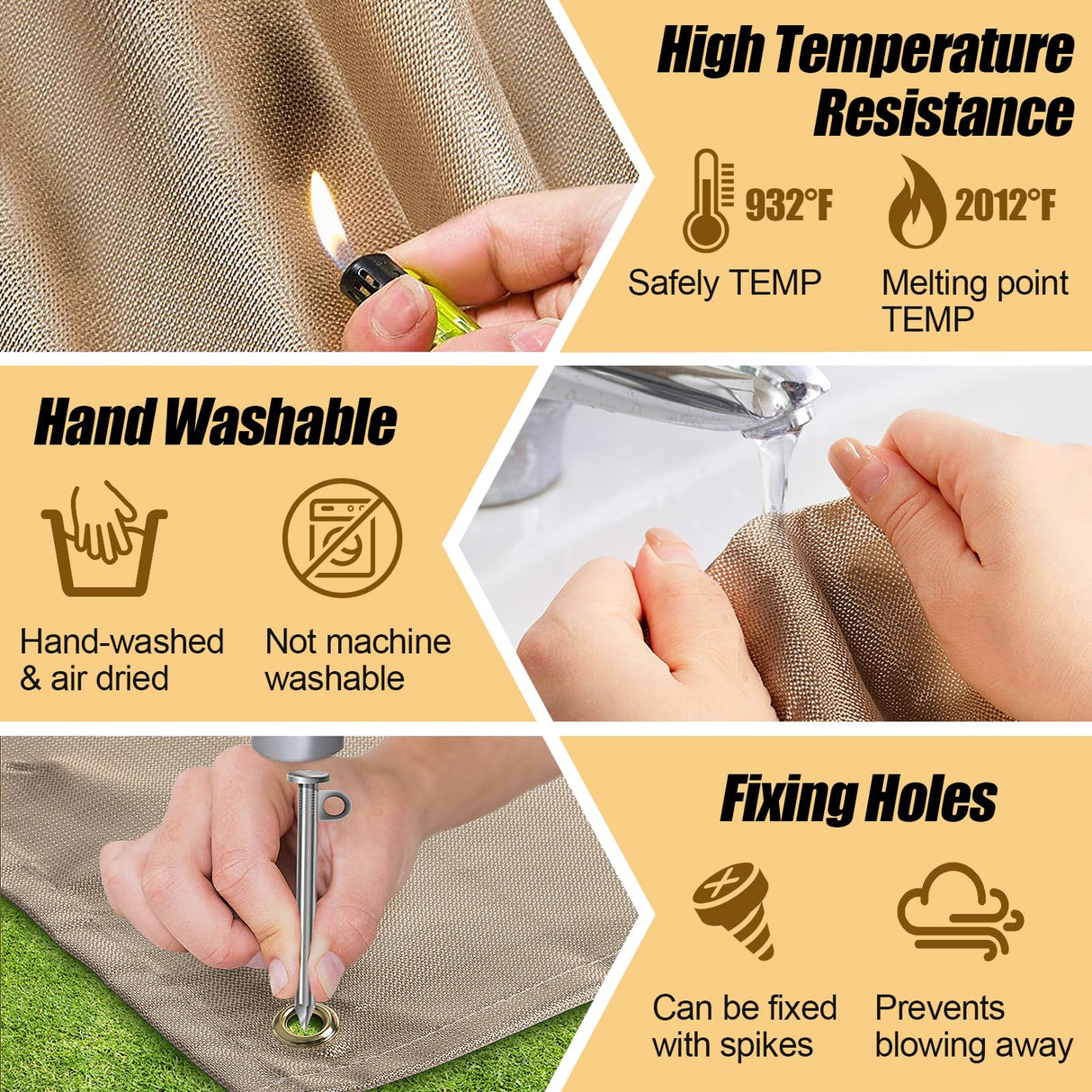 Fire Pit Mat - 37.8x39.4in Fireproof Blanket for Under Fire Pit, Compatible with Solo Stove, Heat Resistant Rug for Outside Indoor Wooden Deck Grass Lawn Protection - Brown PAMASE