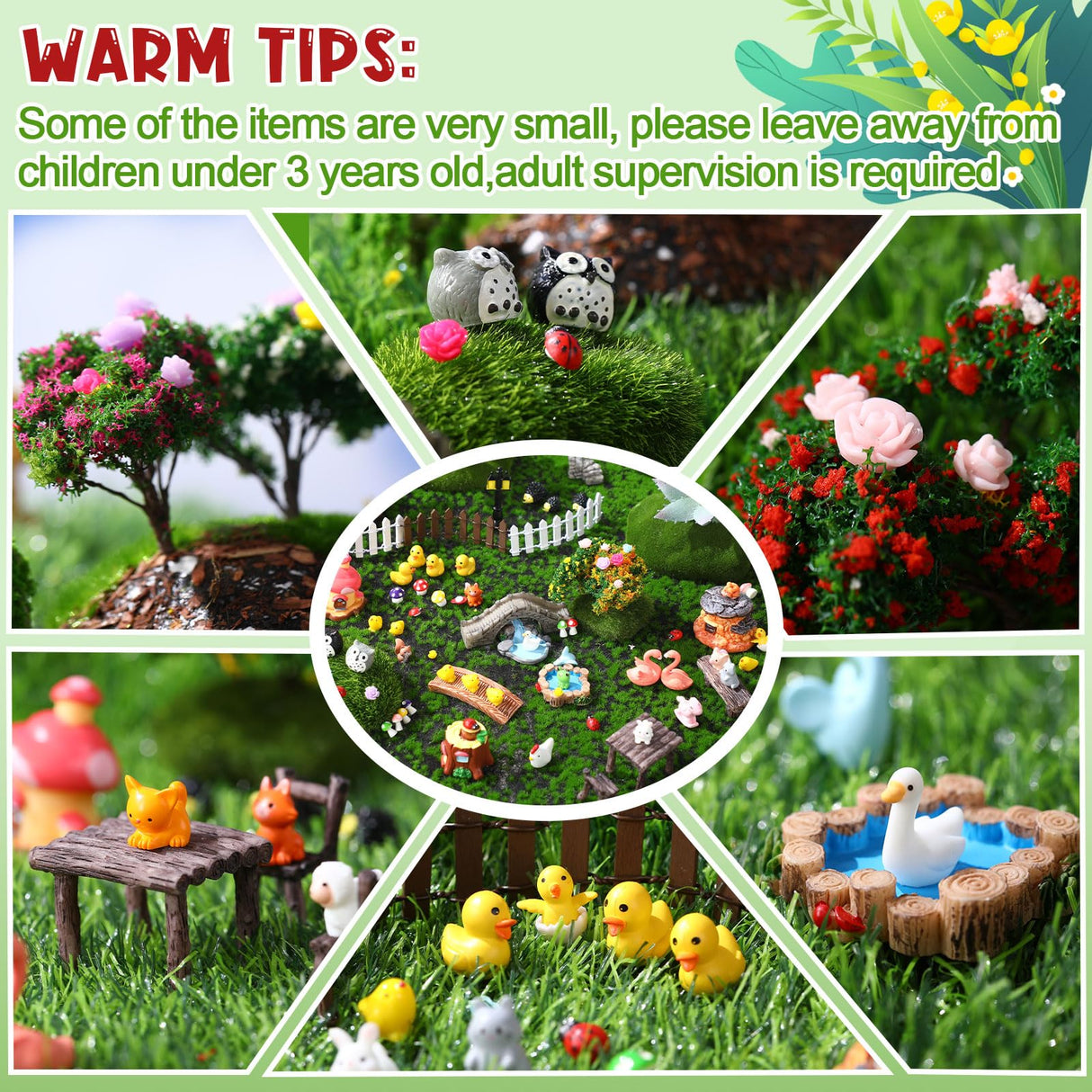 WinnerWhy 116 Pcs Fairy House Accessories Kit Miniature Garden Accessories Terrarium Decoration Mini Diorama Figurines Miniature Landscape Trees Simulated Succulents for DIY Garden Doll House Craft WinnerWhy