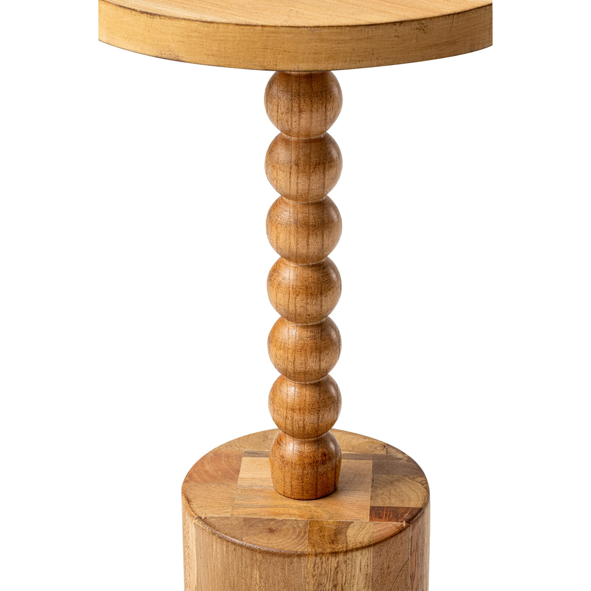 COZAYH Farmhouse Pedestal End table, Rustic Wood Drink Table with Base, Round Martini Table for Small Space Living Room, Bedroom, Natural Wood Color COZAYH