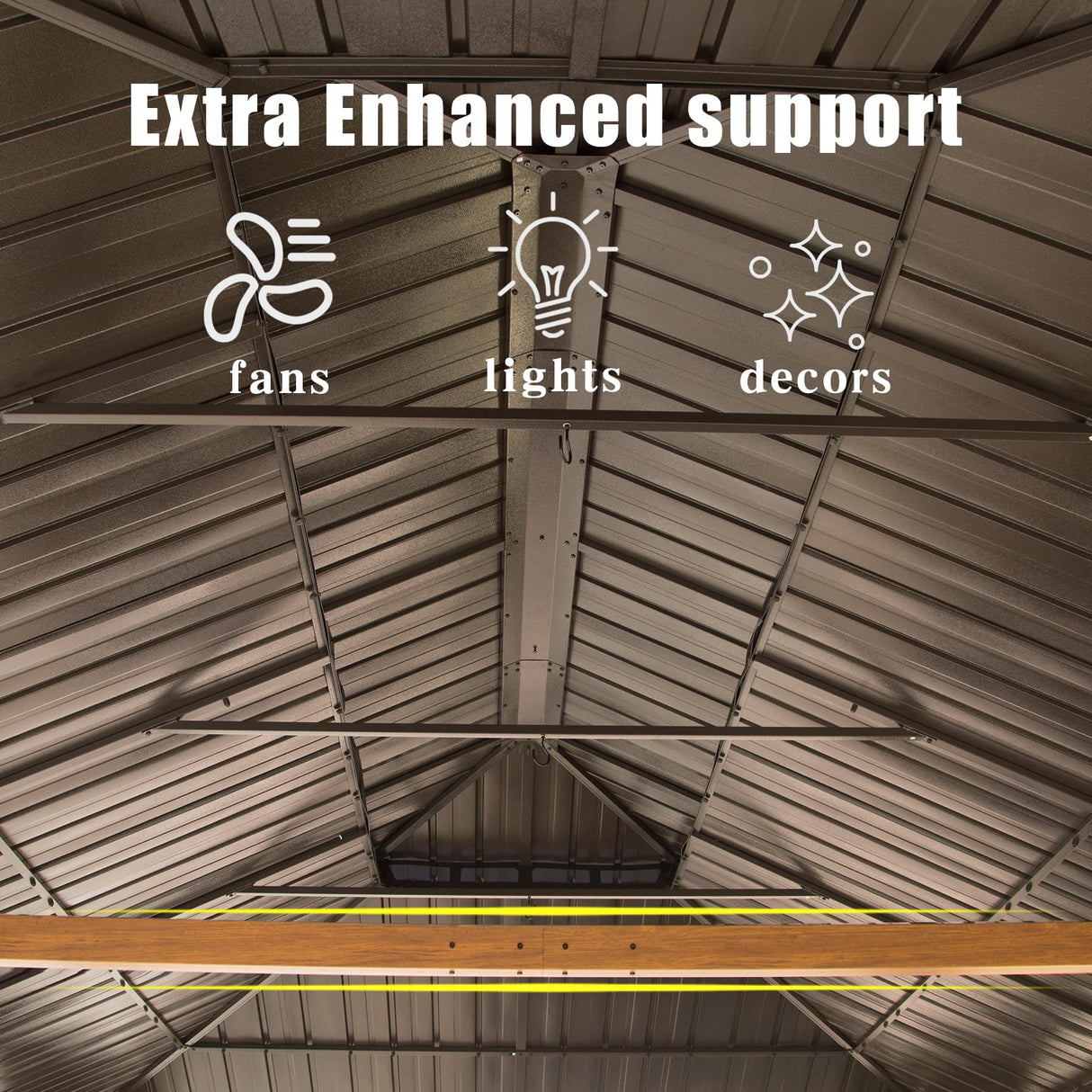 Domi 14'x24' Hardtop Gazebo Canopy,Outdoor Aluminum Gazebo with Galvanized Steel Double Roof, Extra Large Permanent Gazebo Pavilion for Patio Deck Backyard,Curtain and Netting,Wood Grain domi outdoor living