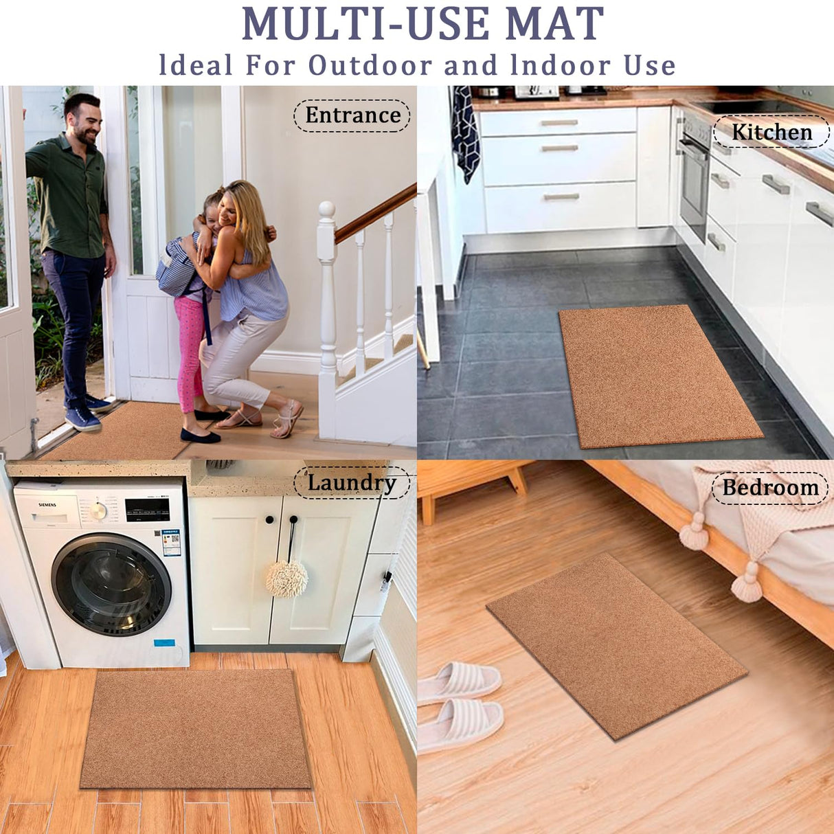 AAZZKANG Set of 2 Door Mats Outdoor Multi-Purpose Blank Doormat Non Slip Shoe Mats Ultra Absorb Mud Easy to Clean Entrance Mat for Outside,Inside,Garden Brown AAZZKANG