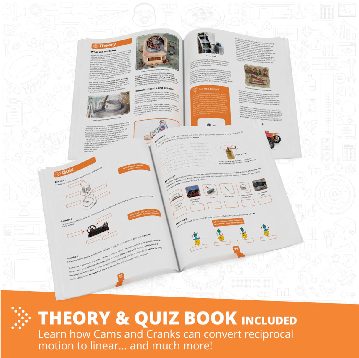 Engino- STEM Toys, Mechanics Cams & Cranks, Engineering Kit for Kids 9+, Learning & Education Set, Gifts for Boys & Girls, STEM Building Toys (8 Model Options) Engino