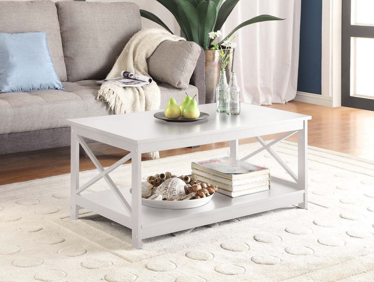 Convenience Concepts Oxford Coffee Table with Shelf, White Convenience Concepts