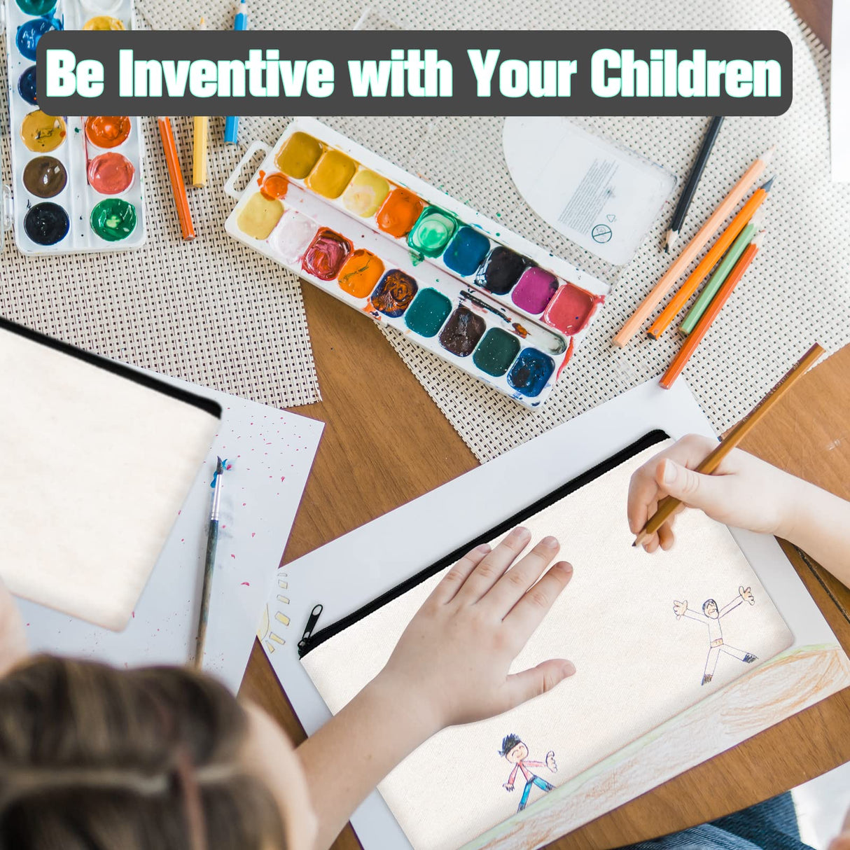 ZeeDix 8 Packs 8.3 x 5 inches Blank DIY Craft Bag Canvas - White Canvas Zipper Pouch Bags Multipurpose Cosmetic Bag Canvas Makeup Pouch with Zipper, Travel Toiletry Bag for Storage ZeeDix